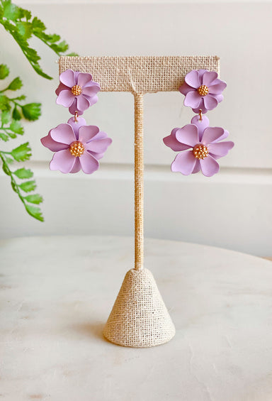Garden Blooms Earrings in Lavender, drop flower earrings