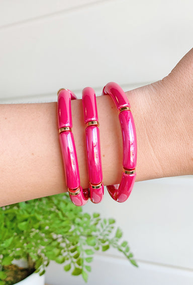 Summer Feelings Bracelet Set in Fuchsia, set of three fuchsia colored bracelet set of 3