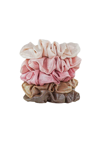 Kitsch Metallic Scrunchies in Blush, set of 5 metallic scrunchies