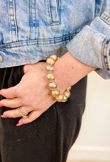 All Eyes On You Bracelet in Multi, gold and silver beaded bracelet