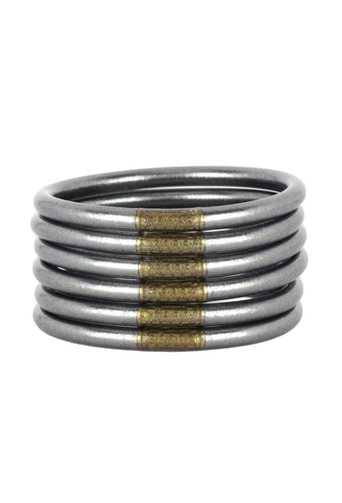 BUDHAGIRL AWB in Graphite, set of 6 bangles with a grey sparkly tone