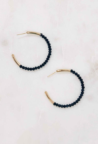 Bali Beaded Hoop Earrings, gold and beaded sparkle hoop earrings 