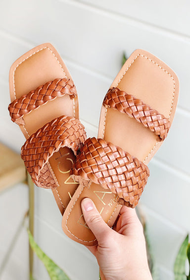 Picking Petals Earrings, brown and tan sandals with woven straps