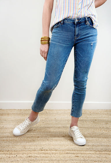 Blaire Straight Denim by Dear John in Seal Beach, cropped denim, clean, no distressing jeans, raw hem