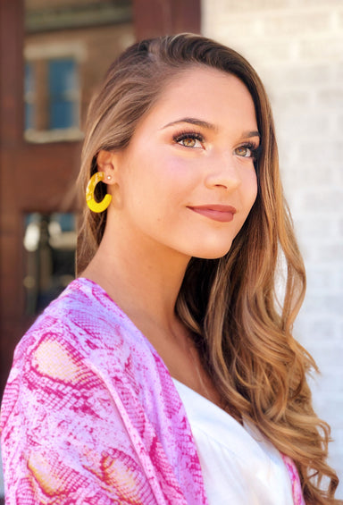 Brielle Yellow Resin Hoop Earrings