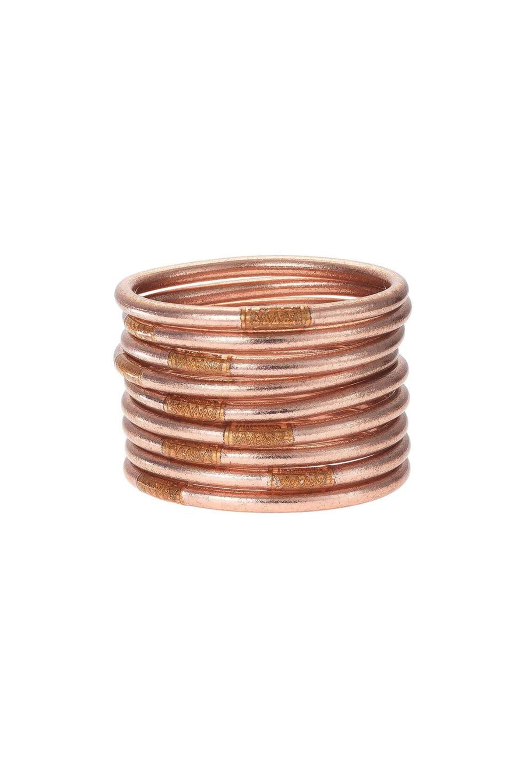 Set of 9 Rose Gold Budhagirl All Weather Bangles