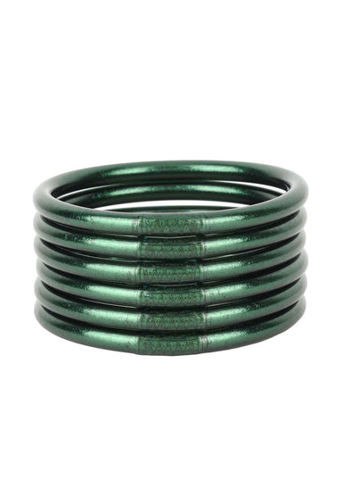 BUDHAGIRL Bangles in Frond, set of 6, hunter green colored bangles