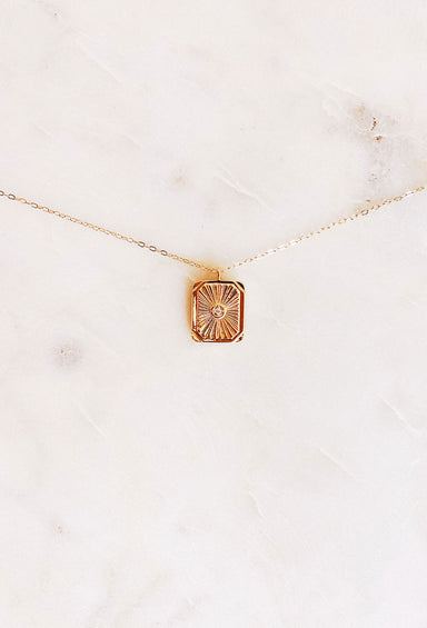 Columbus Crystal Card Necklace, gold dipped with lobster clasp