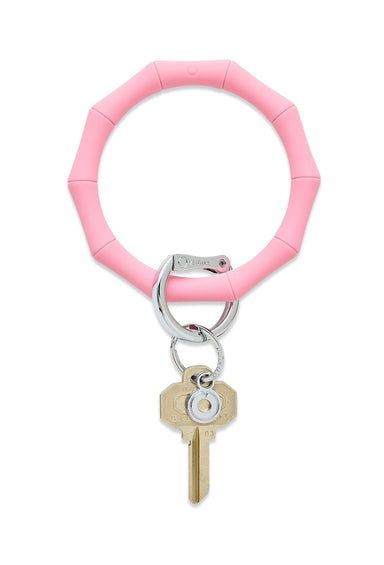 Silicone Big O® Key Ring - Cotton Candy Bamboo, light pink bamboo inspired wrist key ring 