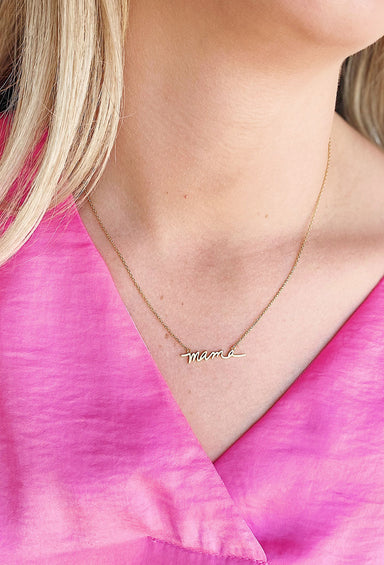 Dainty Mama Gold Necklace, dainty gold necklace, mama written in cursive