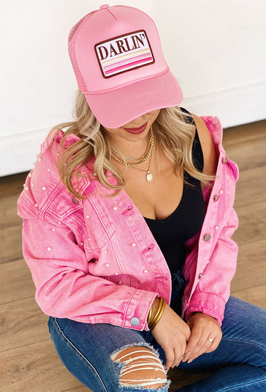 Darlin' Pink Trucker Hat, pink trucker hat, darlin patch