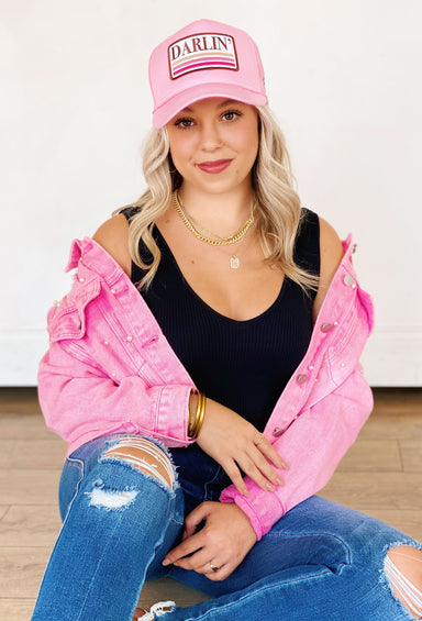 Darlin' Pink Trucker Hat, pink trucker hat, darlin patch