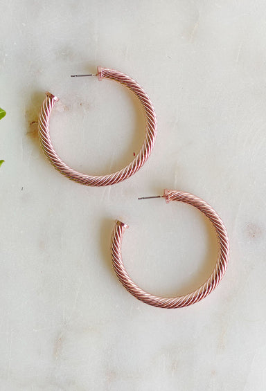 Delilah Hoop Earrings in light pink, twisted hoop earrings