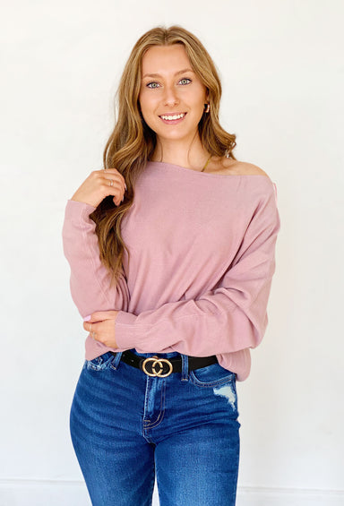 Sara Sweater by Dreamers in Soft Pink, cropped style, scalloped hem 