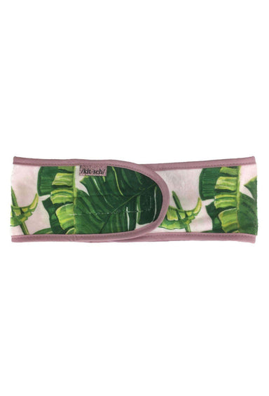 Kitsch Microfiber Spa Headband in Palm Print, pal print towel fabric velcro spa headband 