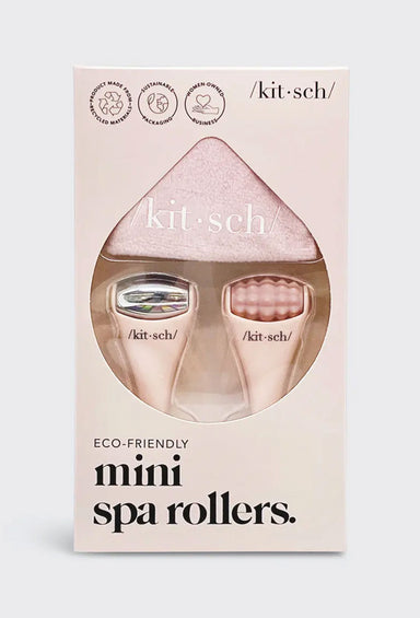 Kitsch Mini Spa Rollers, mini ice roller and mini face roller that comes with a little velvet bag