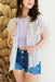 Mind on Malibu Striped Top, pastel colored button up top with front pocket