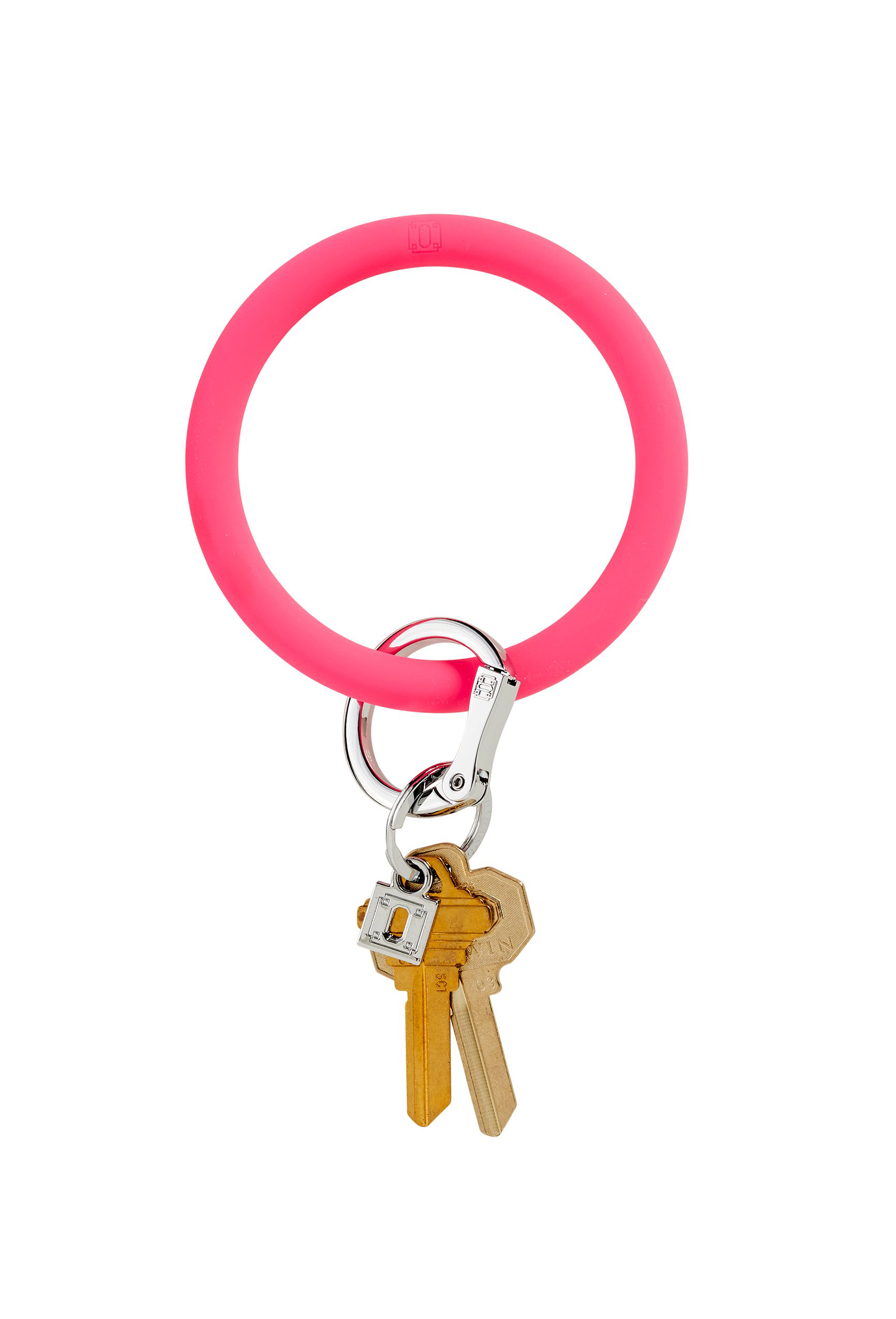 Neon pink silicone key ring, o-venture silicone key ring in tickled pink