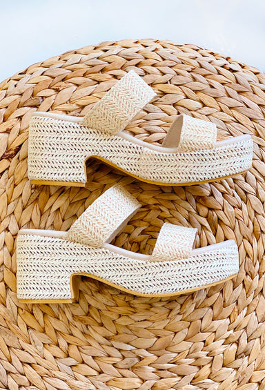 Ocean Avenue Platform Sandal in Ivory, Ivory raffia platform sandal 