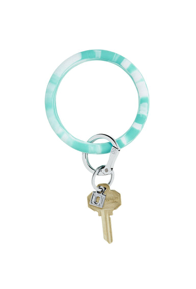 marbled turquoise key ring, silicone key ring, handsfree key ring