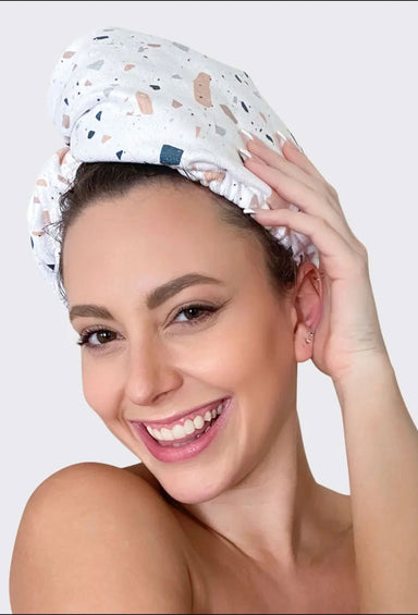 Kitsch Microfiber Hair Towel in Terrazzo, microfiber, hair towel