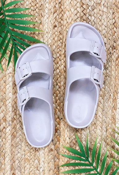 Qupid Grey Lennie Summer Sandals, two adjustable straps and padded footbed for comfort and timeless style