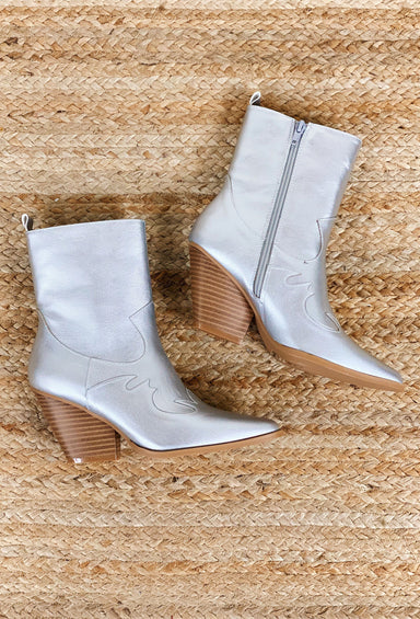 Romi Silver Western Boot, silver metallic, ankle boot