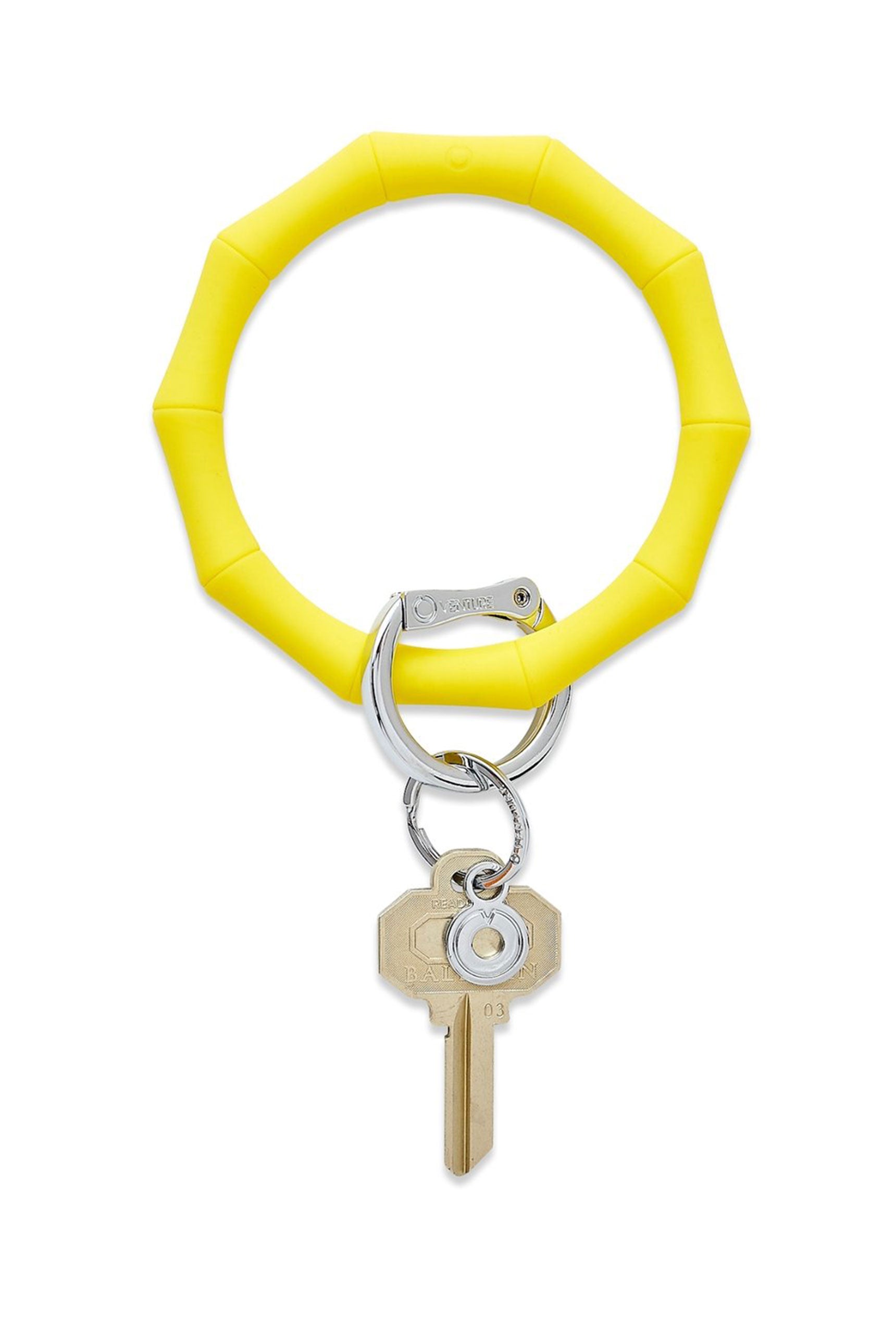 Silicone Big O® Key Ring - Yes Yellow Bamboo, bright yellow bamboo inspired silicone key ring 