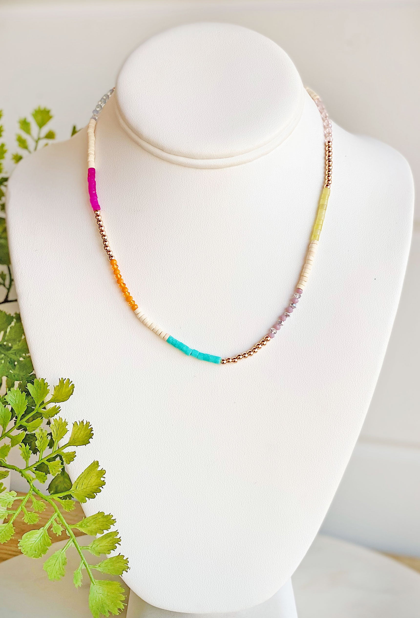 Summer Feeling Beaded Necklace, different colored beaded necklace