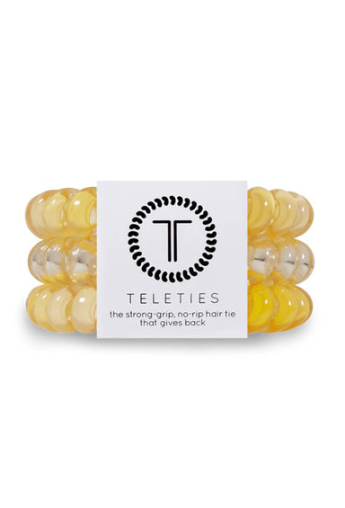 TELETIES Large Hair Ties - Sunshine, set of 3 hair coils. yellow