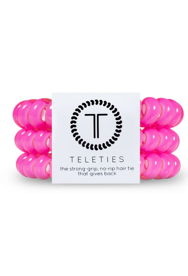 TELETIES Large Hair Ties- Hot Pink, Pink Hair Coil Hair Ties