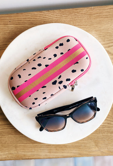 The Michelle Neoprene Sunglass Case, double zipper closure and 2 internal pockets