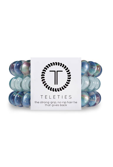 TELETIES Large Hair Ties - Skyway, set of three hair ties, shades of blue