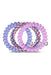 TELETIES Small Hair Ties - Spring Swirl, pack of 3 water resistant hair ties, one pink, one purple, one with a swirl detail