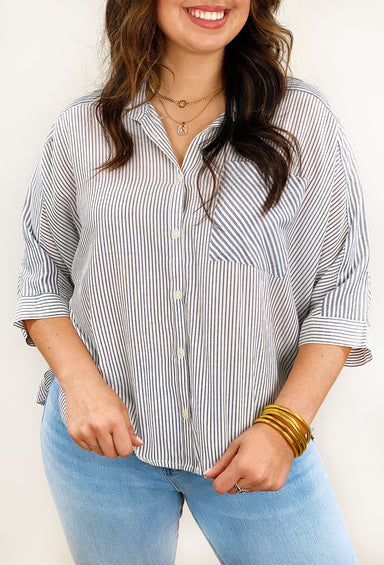 Without Regrets Striped Button Up Top, striped button up top 