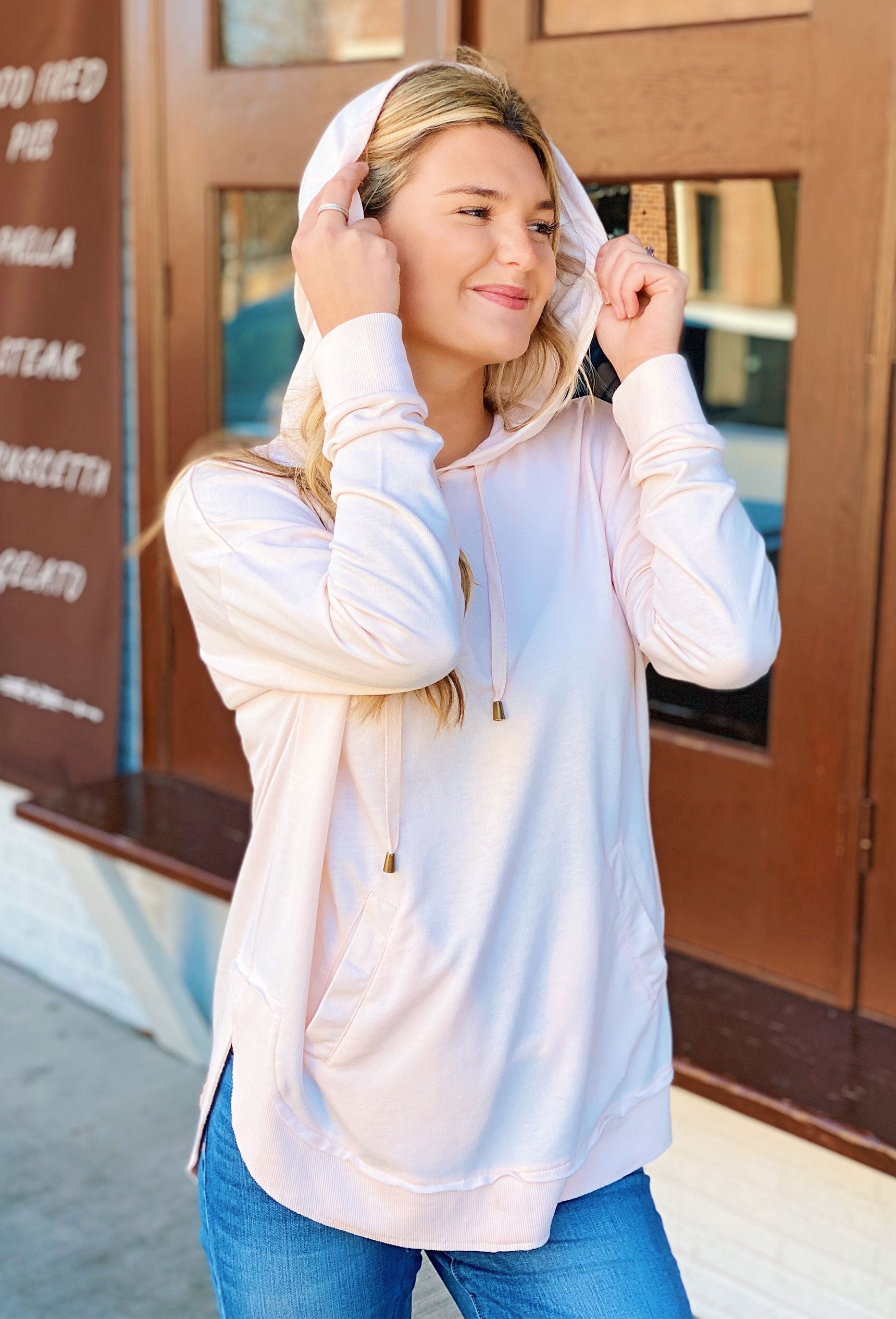 Z SUPPLY The Dakota Pullover is Rosewater, light pink z supply hoodie pullover