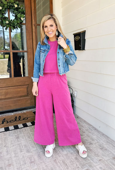 Z SUPPLY Scout Jersey Flare Pant in Sweet Plum, wide leg pants