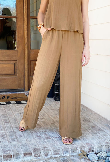 Z SUPPLY Seashore Pants, brown wide leg pants, self tie detail