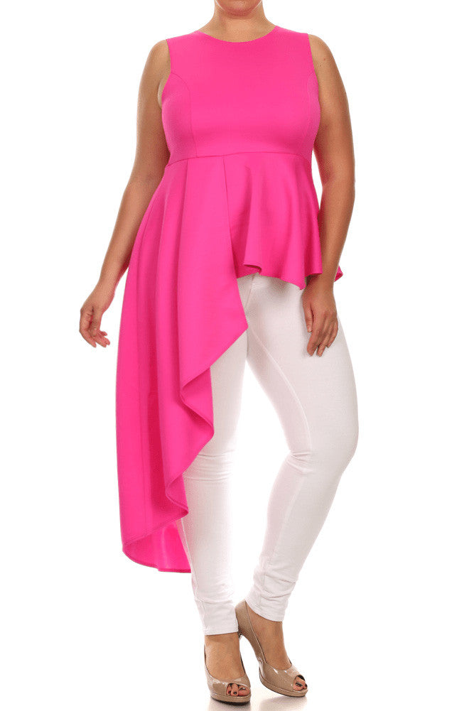 Plus Size Gala Asymmetrical Pink Maxi Shirt Dress Plussizefix 4041