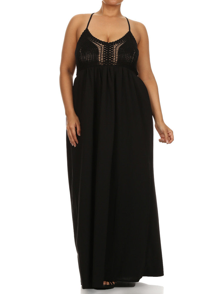 Plus Size Love Struck Crochet Black Maxi Dress Plussizefix