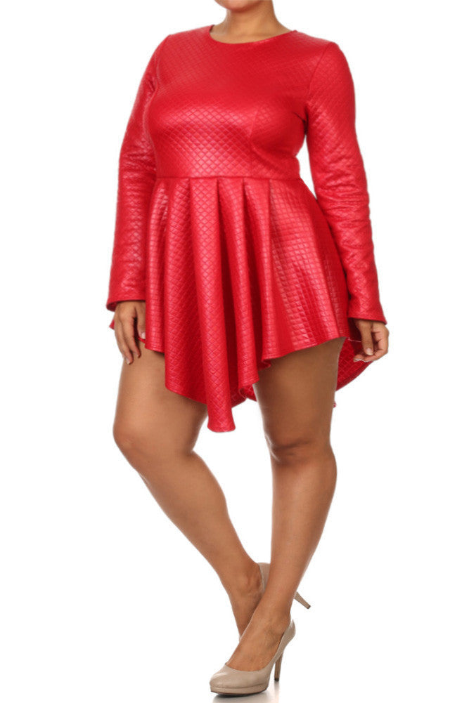 Plus Size Diamond Gal Faux Leather Skater Dress 1 Plussizefix 7195