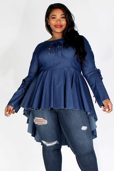 plus size denim peplum top