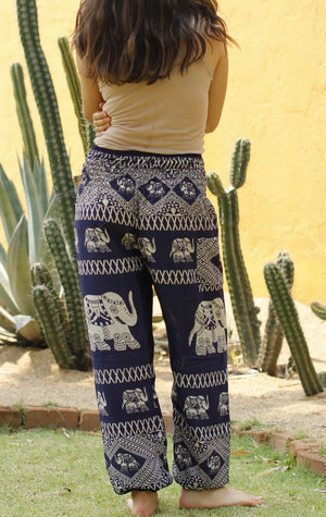 Blue Tribal Elephant Harem Pants Standard / Blue Harem Pants