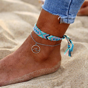 Rune Wave Blue Braided Anklet