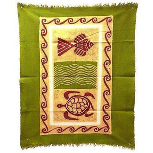 Sea Life Batik in Green/Yellow/Red (GC) Tonga Textiles