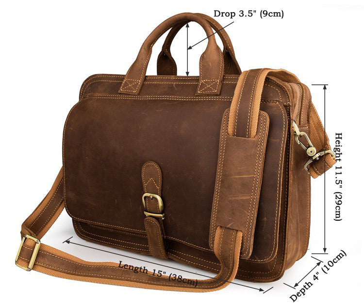"Englaland" Handmade Lawyers Leather Briefcase - Brown