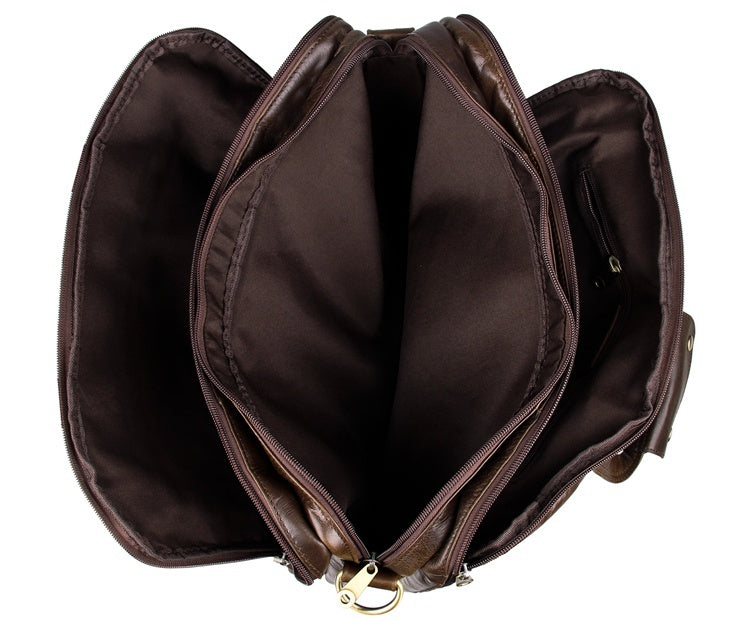 Voyager Triple Gusset Leather Briefcase - Brown
