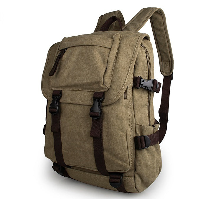 Rugged Cotton Lining Canvas Backpack - Light Army Green