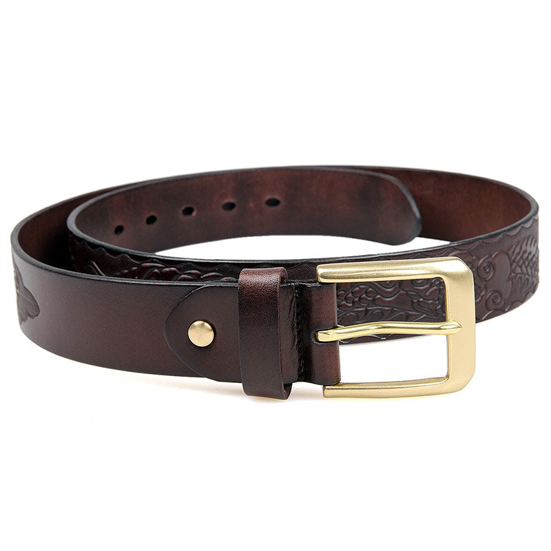 Handmade Vegetable Tanned Italian Leather Belt One Size - USLB016Q