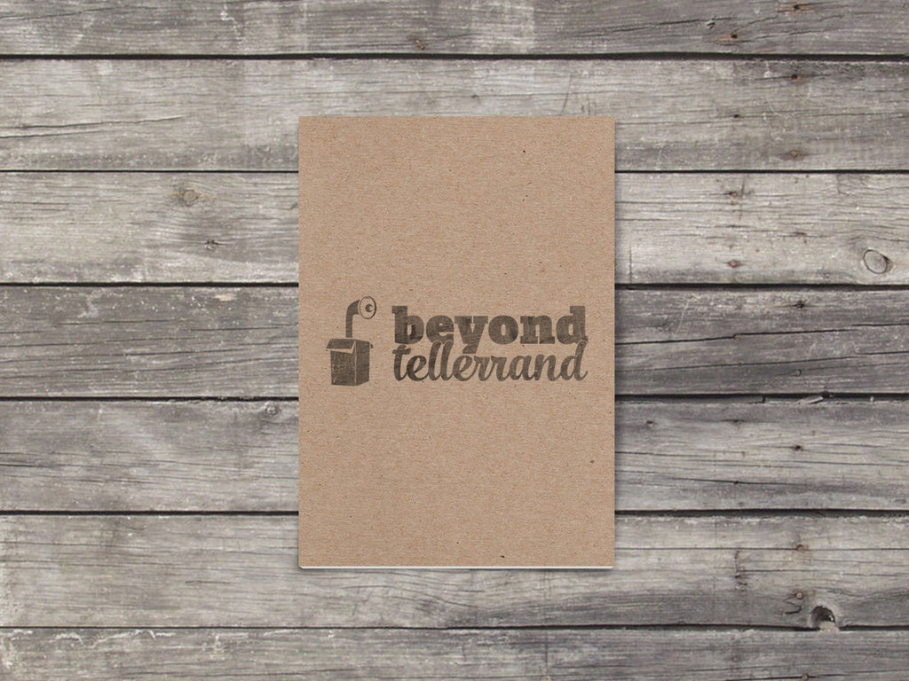 Custom Pocket Notebook - Beyond Tellerrand Logo Worn & Faded Design on Kraft Paper